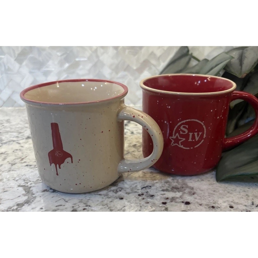 Set of 2 Makers Mark Mugs Campfire Coffee Whiskey SIV Red Tan Limited Edition